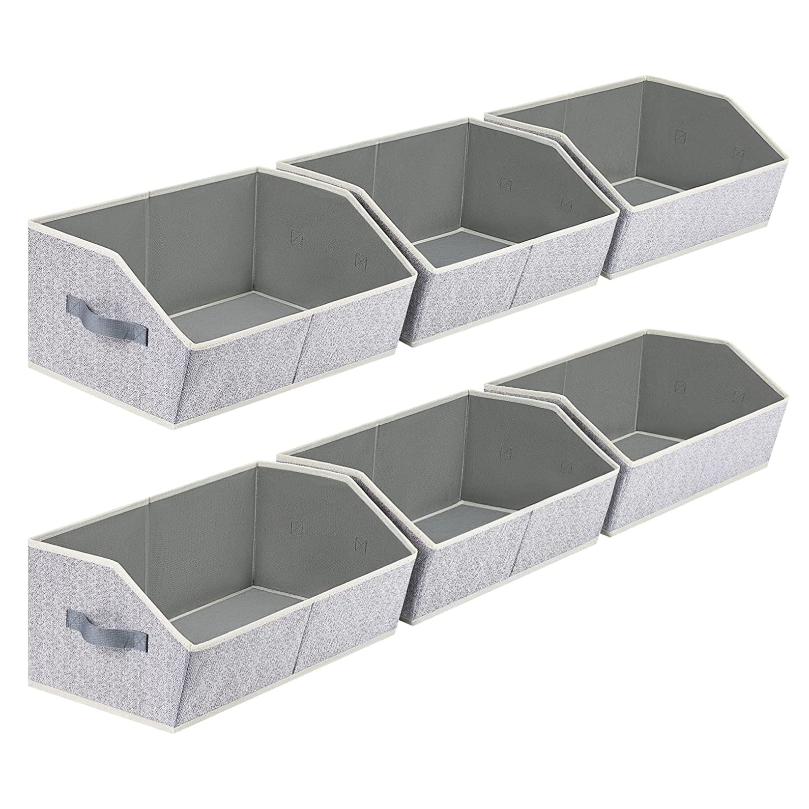 DIMJ Closet Basket, Trapezoid Storage Bins with Handles, 6 Pack Storage