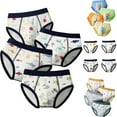 thumbnail image 2 of Boys Briefs Kids Baby Boys Cartoon Shark Dinosaur Car Prints Briefs Cotton Breathable Soft Underwear 4Pcs Toddler Boxers White 3 Years-4 Years, 2 of 3