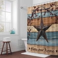thumbnail image 6 of Country Stars Shower Curtain for Bathroom Decor, Vintage Rust Black Star Berry Brown Blue Wood Grain Waterproof Fabric Shower Curtain, 54"x78" Set with 12 Hooks, 6 of 9