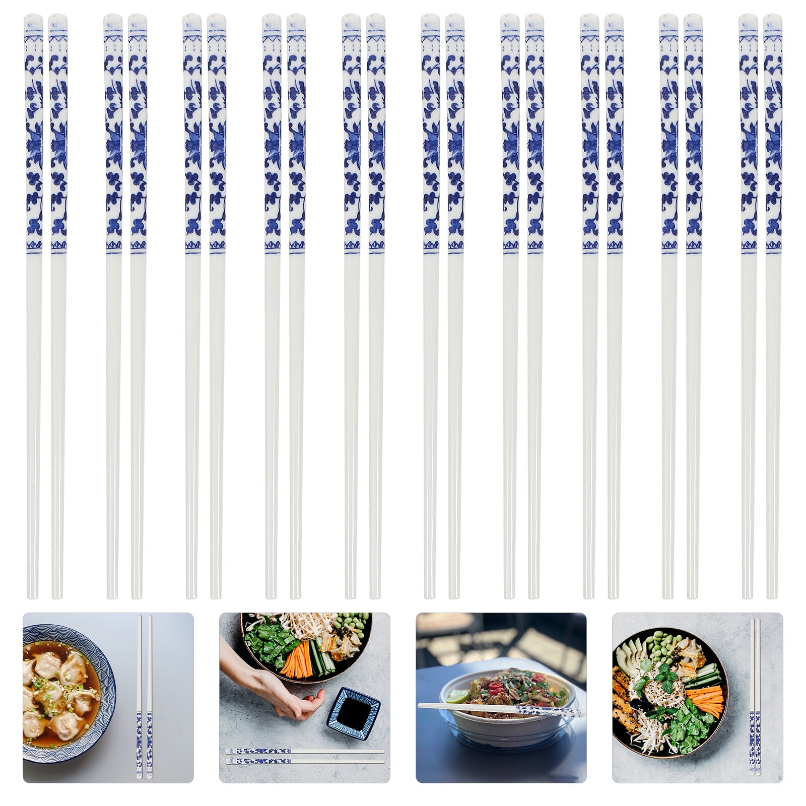 Blue White Beech Wood Korean Chopsticks - MingZhu Chopsticks