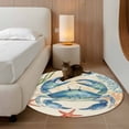 thumbnail image 2 of Round Rugs 4Ft, Blue Teal Crab Coastal Round Area Rug Washable Indoor Throw Carpet, Nautical Beach Coral Starfish Soft Non Slip Circle Rug for Kitchen Nursery Room Home Decor Aesthetic, 2 of 8