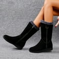 thumbnail image 5 of Winter Boots for Women Christmas Low Heel Faux Cuff Warm Booties Fleece Line Slip On 2025 Trendy Round Toe Cold Weather Winter Boots, 5 of 9