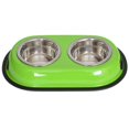 thumbnail image 1 of Iconic Pet 92038 32 oz. Couleur Splash Acier Inoxydable Double Dîner - Vert, 1 of 1
