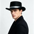 thumbnail image 3 of BRGZLK Felt Top Hat Magician Hat Adults Lightweight Comfortable Costume Accessory with Elegant Black Ribbon Ringmaster Hat for Halloween Christmas Dress Up Silver Free Size, 3 of 4
