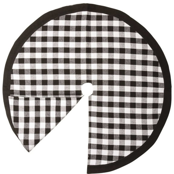 Christmas Black & White Tree Skirt Med Cotton Buffalo Check 111316.