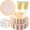 350 Pink Gold, variant on 350Pcs Gold Rim Clear Plastic Dinnerware Set for 50 Guests - BPA-Free Heavy-Duty Plates Cups for Weddings and Events