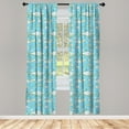 thumbnail image 3 of Ambesonne Shark Curtains, Vintage Sea Creatures, Pair of 28"x84", Pale Blue Grey Green, 3 of 5
