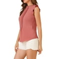 thumbnail image 4 of INSPIRE CHIC Women's Sleeveless Blouse Ruffled Pleated Wear-to-Work Chic Blouse S Dark Pink, 4 of 8