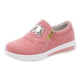 thumbnail image 6 of Platform Sneakers for Women Breathable Round Toe Chunky Bottom Slip on Low Top Side Zipper Flat Comfortable Walking Shoes Pink Size 7, 6 of 6