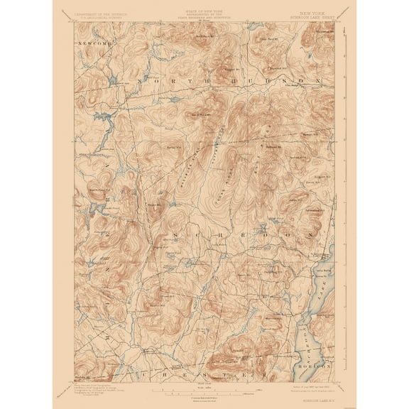 Topographical Map - Schroon Lake New York Sheet - USGS 1897 - 23 x 30.91 - Vintage Wall Art
