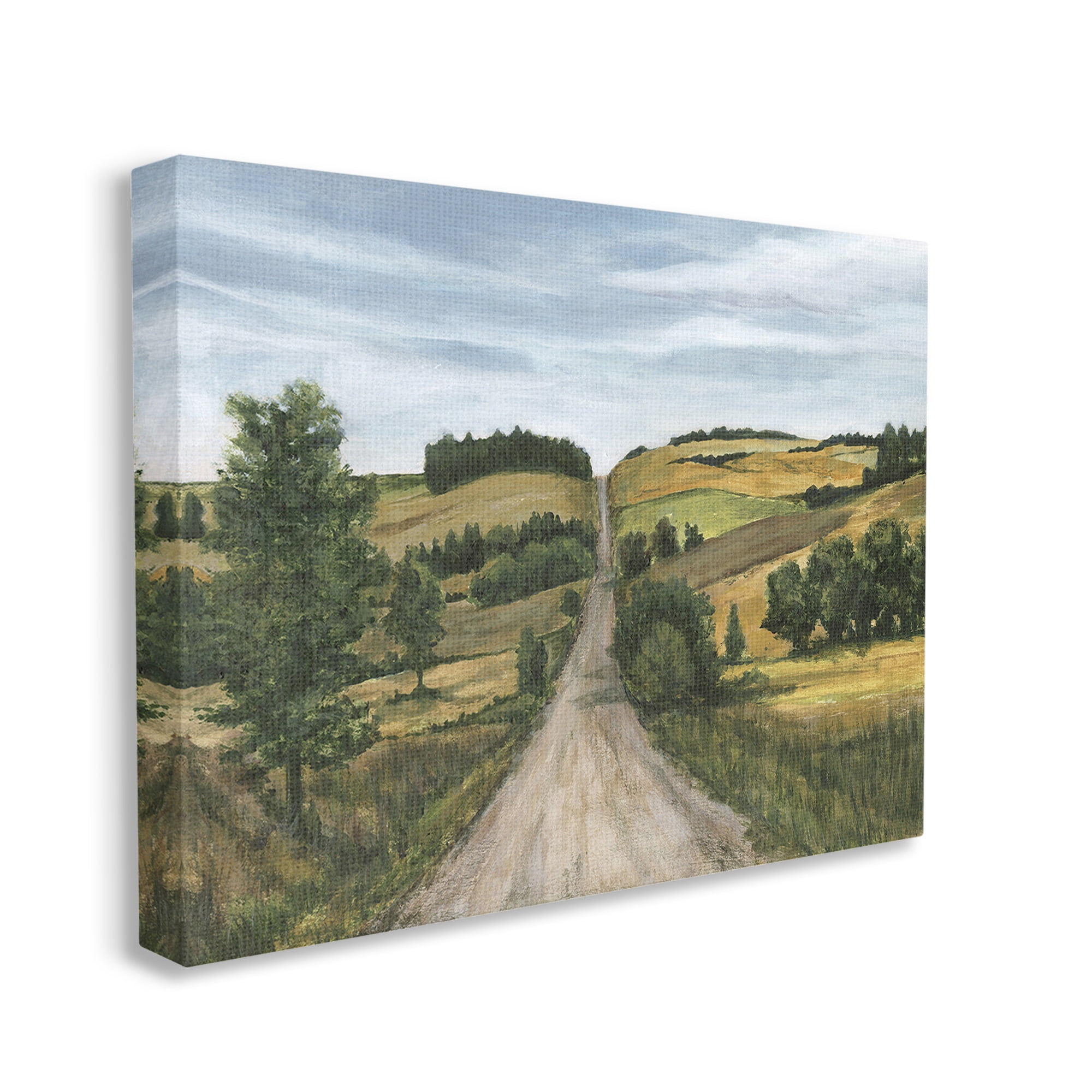 Stupell Industries Receding Country Path Landscape Painting Gallery Wrapped Canvas Art Print Wall Art, 30 x 24