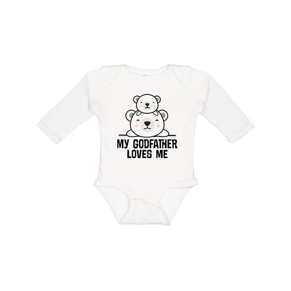 Inktastic My Godfather Loves Me Godson Bear Boys or Girls Long Sleeve Baby Bodysuit