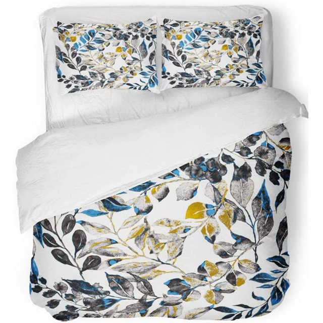 Juego de Ropa de Cama ABPHQTO 3 Piezas Acuarela Abstracta Verde Twin Size con 2 fundas de almohada