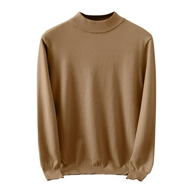 hotojiny Mens Mock Neck T Shirts Pullover Winter Warm Undershirt Lightweight Solid Color Long Sleeve Basic Sweaters Fall Tops