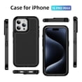 thumbnail image 3 of iPhone 15 Pro Max Case Drop Protection, Scratch Resistant, TPU Matte Finish Coating iPhone 15 Pro Max Case Cases Shockproof Rugged Heavy Duty Non-Slip Proof Wireless Charging Cover, Black, 3 of 8