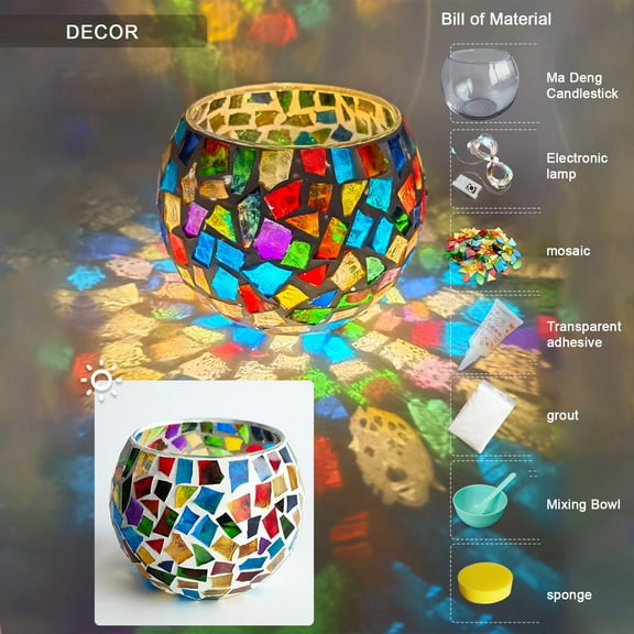RnemiTe-amo Kids NightLamp DIY Kit,Make Your Own Mosaic Night Light Kit, Arts and Crafts for Kids Ages 8-12, DIY Stained Glass Set, Crafts Kit for Teens Adults, Toys Girls Boy Birthday Gift