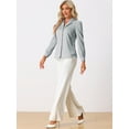 thumbnail image 3 of DARING DIVA Women's Flat Collar Button Down Office Satin Shirt M Light Gray, 3 of 6