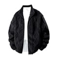 thumbnail image 4 of TRUNZI Mens Sherpa Fleece Jackets Long Sleeves Zip Up Casual Thick Warm Comfy Faux Fur Jackets with Pockets,Black,Size M, 4 of 6