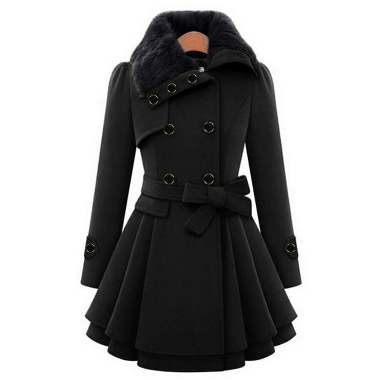 Hooded Hem JDEFEG Maze Coat Cloak Women Warm Outwear Jacket Women\'s Button Coat Xxl Black Closure Polyester for Women Windbreaker Asymmetrical