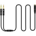 thumbnail image 1 of wonima11 3.3 Feet Headphone Splitter Cable for Computer, 3.5mm Female to 2 Dual 3.5mm Male Audio Splitter, Mic Cable to PC Laptop Adapter, Black, 1 of 1