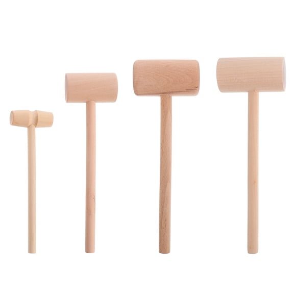 LOLIPPYY 4-Piece Wooden Crab Mallet Set for Seafood Cracking, Crab Crackers and Dining Tools for Home Kitchen Use