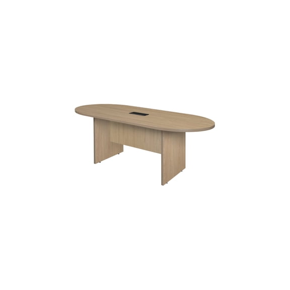 Rococo Radiance 6 Ft Racetrack Noble Oak Conference Table Seats 4 to 8 with Integrated Charging Ports and Stylish Scratch-Resistant Top