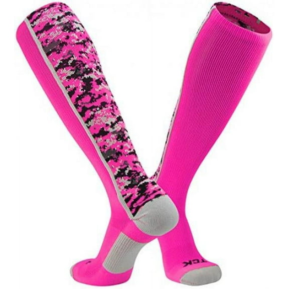 TCK Digital Camo OTC Socks for Youth & Adults - Neon Pink, Small