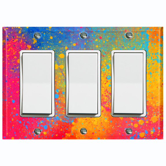 Metal Light Switch Plate Cover Colorful Paint Splash Art Wallpaper WAL024