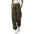 thumbnail image 2 of One opening New Women Casual Solid Color Sport Pants Elastic Waist Ankle Cuff Loose Sweatpants, 2 of 3