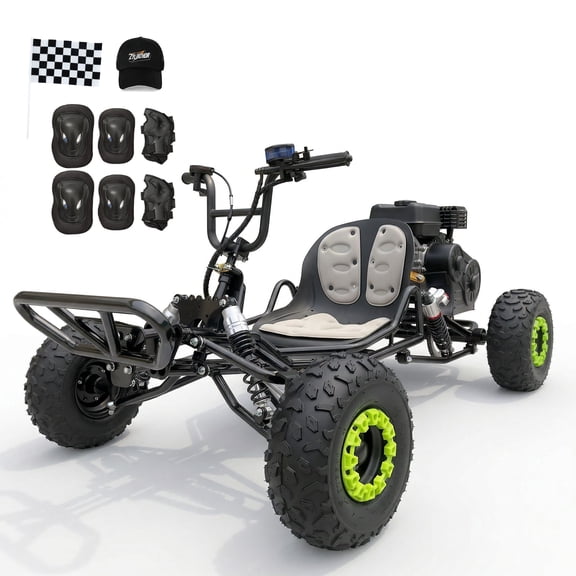 Zyliathor 212cc Gas-powered off-road Go Kart for Teens and Adults, up to 35 mph, CVT, Rear Hydraulic Disc Brake, AT145/70-6 Tires (Black)