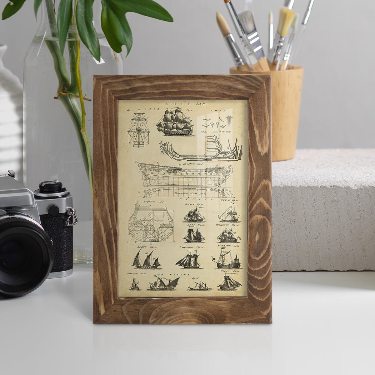 Encyclopediae I -Framed Print w/glass-Walnut