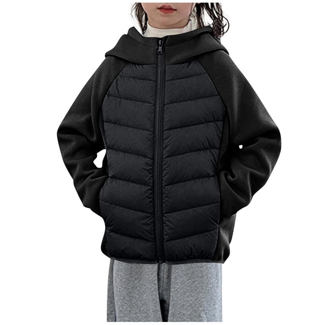 RXMEKW Veste Légère à Capuche pour Garçons, Haut Mi-Long avec Col Rabattu
