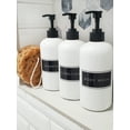 thumbnail image 3 of Cornucopia Brands Shower Pump Bottles (Set of 3, White); 16oz Plastic Pump Dispensers for Shampoo, Conditioner, and Body Wash, 3 of 7
