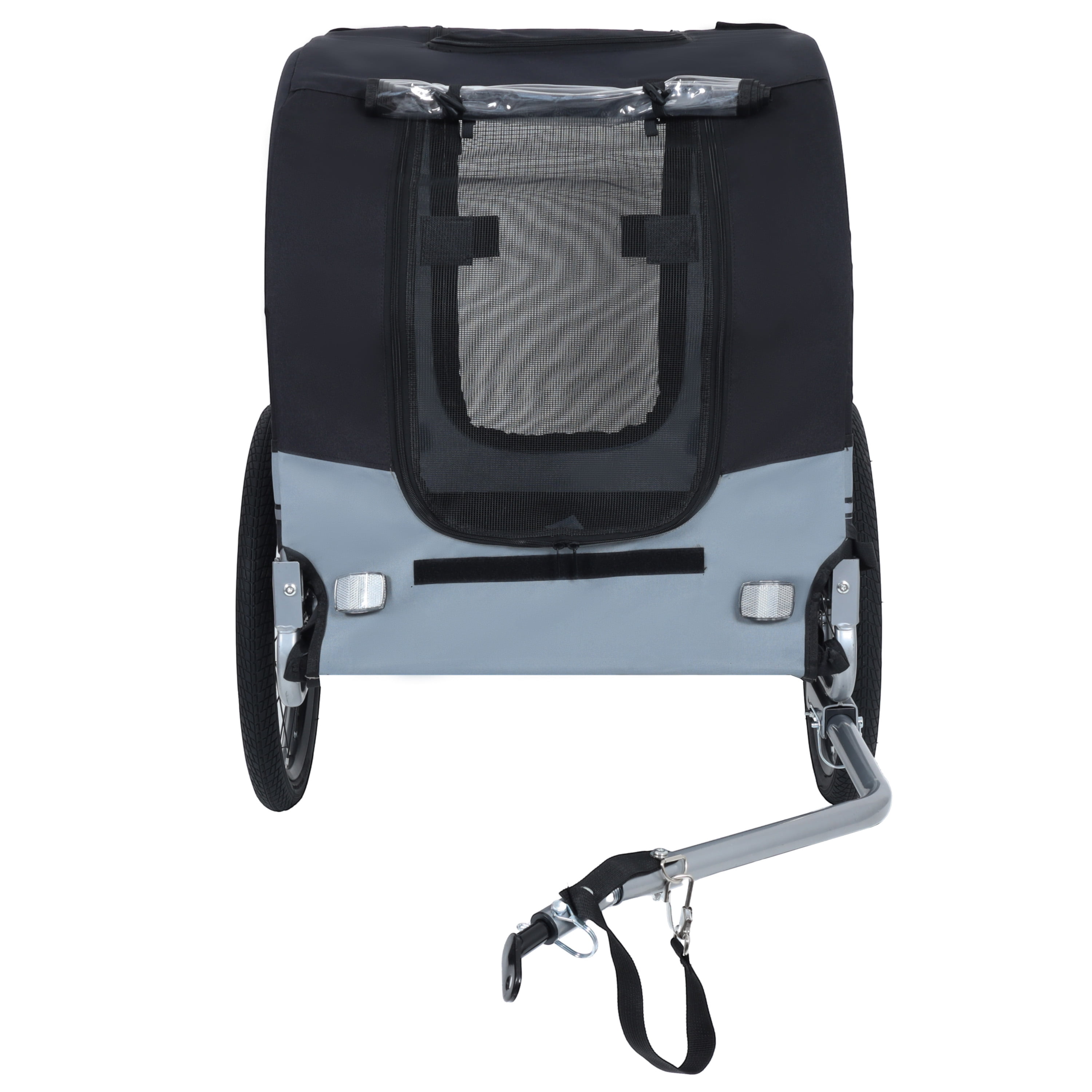 Folding Dog Bike Trailer, 66LB Capacity All-Terrain Pet Carrier with Durable Steel Frame, Multi-Entry Mesh Ventilated Design, Universal Hitch for Cycling Jogging Camping Outdoor