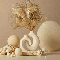 Snuggle White Ceramic Vases, Set of 2, Nordic Boho Style Decorative Ceramic Aesthetic Flower Vase for Home Decor