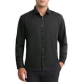 thumbnail image 1 of CAMISAS DE VESTIR PARA HOMBRES INSPIRE CHIC, SÓLIDAS, DE MANGA LARGA, AJUSTE REGULAR, FORMAL, DE NEGOCIOS, CON BOTONES, FORMAL, NEGRO, 1 of 5