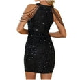 thumbnail image 5 of Kilaqueen Party Dresses for Women Sparkly Sequin Halter Off Shoulder Mini Dress Sexy Homecoming Cocktail Evening Outfits, 5 of 8