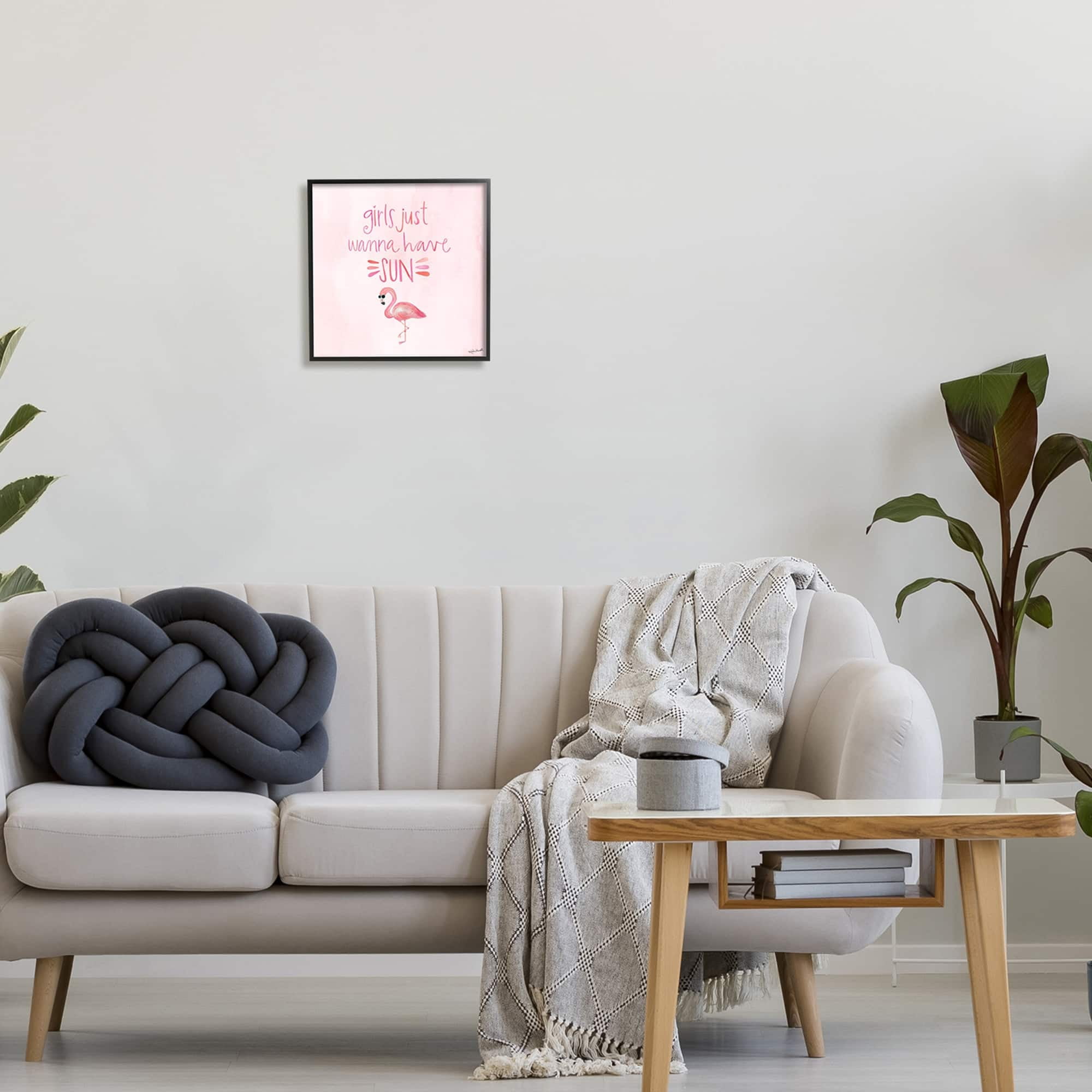 Stupell Industries Girls Just Wanna Have Sun Tropical Summer Phrase Framed Wall Art, 12 x 12, Design by Katie Doucette