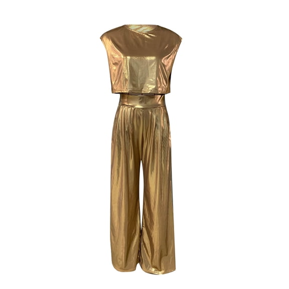 YHAJDS Womens 2 Piece Set Summer Lounge Outfits Sleeveless Solid Crewneck Top Straight Pants