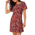thumbnail image 4 of Ratiio Vintage Red Paisley Print Women's Short-sleeved Nightdress - Casual A-line Sleeveless Sleepwear Dress for Summer, Comfortable and Breathable, 4 of 8