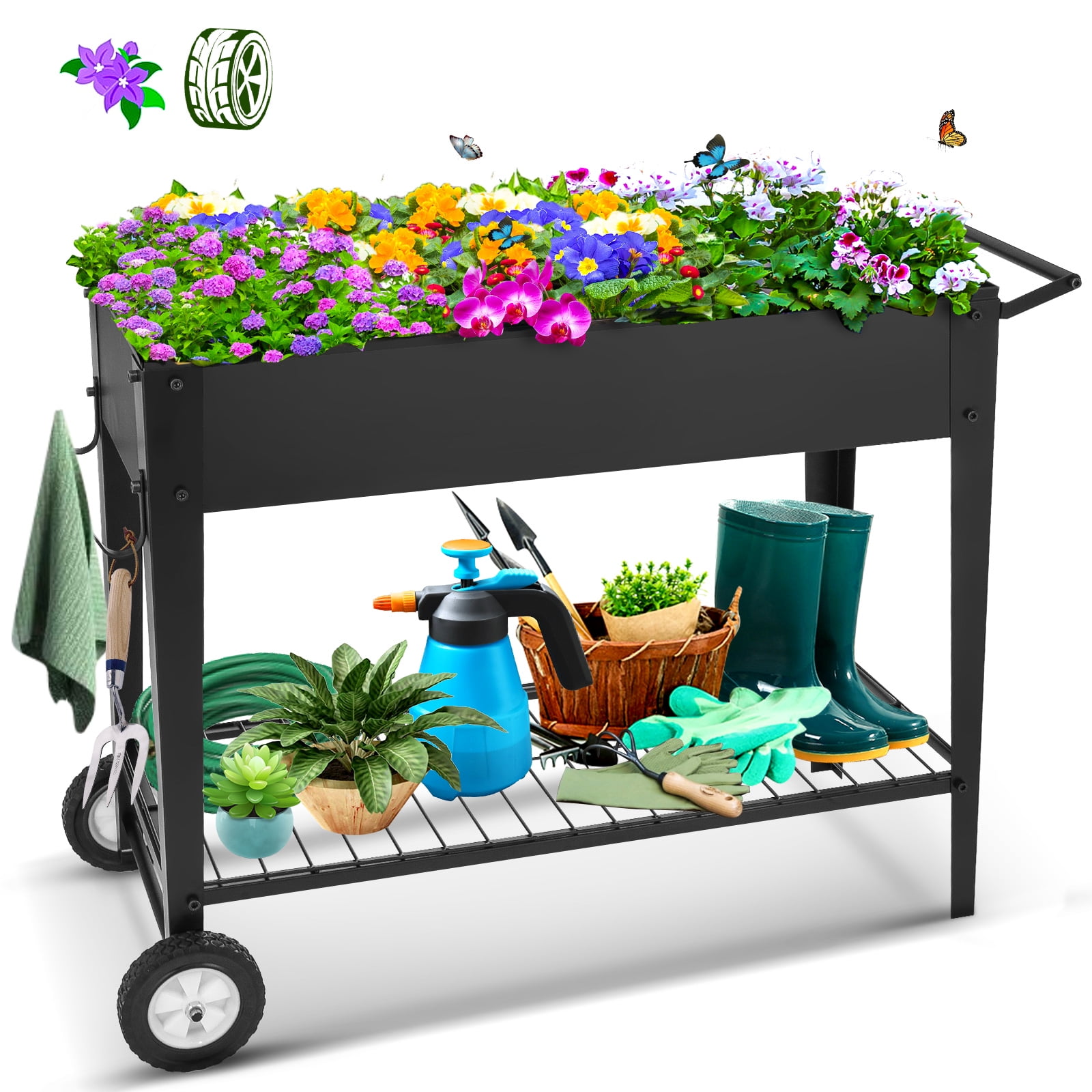 Removable Shelves Kinsuite Garden Bed Raised Planter Flower Box with 12 Grids for Vegetable Tomato Herbs Gardening 
