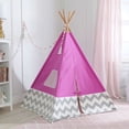 thumbnail image 5 of KidKraft Deluxe Bamboo and Canvas Play Teepee, Children's Furniture – Pink and Chevron, 5 of 5
