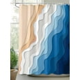 thumbnail image 2 of Fsddascl Blue Ocean Waves Shower Curtain Set - Extra Long 72" x 96" Bathtub Curtain with 12 Hooks, Coastal Ombre Beach Abstract Aesthetic Waterproof Fabric Stall Shower Curtains for Bathroom/Bathtub, 2 of 6