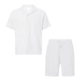 thumbnail image 5 of Luiryar Men's 2 Pieces Shirt Shorts Set Short Sleeve Cotton Linen Button Down Casual Hippie Holiday Beach Outfits, 5 of 8