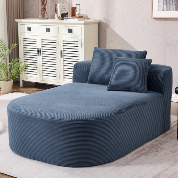 Oufan Single Chaise, Corduroy Oversized Sleeper Sofa with Deep Seat & 2 Soft Pillows, Boneless Sofa Bed, Lounge Sofa for Living Room, Bedroom