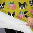 thumbnail image 3 of Oversized Wearable Blanket Hoodie,Yellow Boston Terrier and Flower Sherpa Blanket Hoodie with Super Pockets,Super Warm Fuzzy Pullover for Women & Men, 3 of 6
