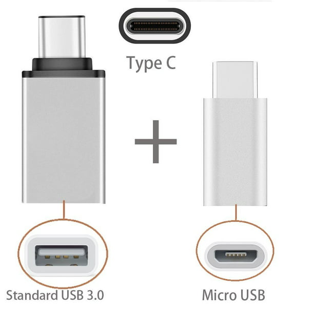 2 in 1 Pack] Type C OTG, 1 Type C to USB Adapter 1 Type C to Micro USB Adapter, Converts/Connects USB Type-C to 3.0 USB/Micro USB, For Power/data/File