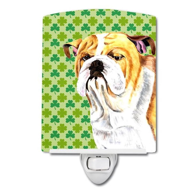 Carolines Treasures SC9294CNL Bulldog English St. Patricks Day Shamrock Portrait Ceramic Night Light