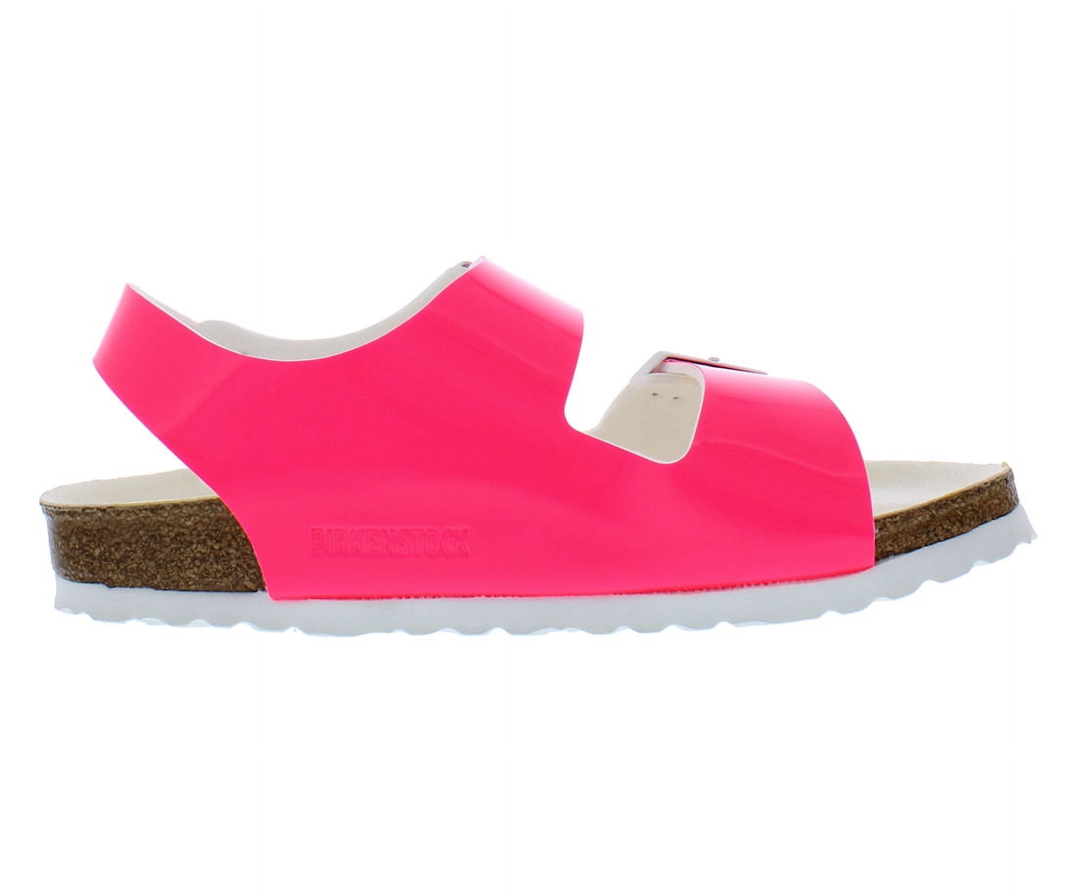 Birkenstock Milanos BS Narrow Unisex Shoes Size 5, Color: Patent Neon Pink/White