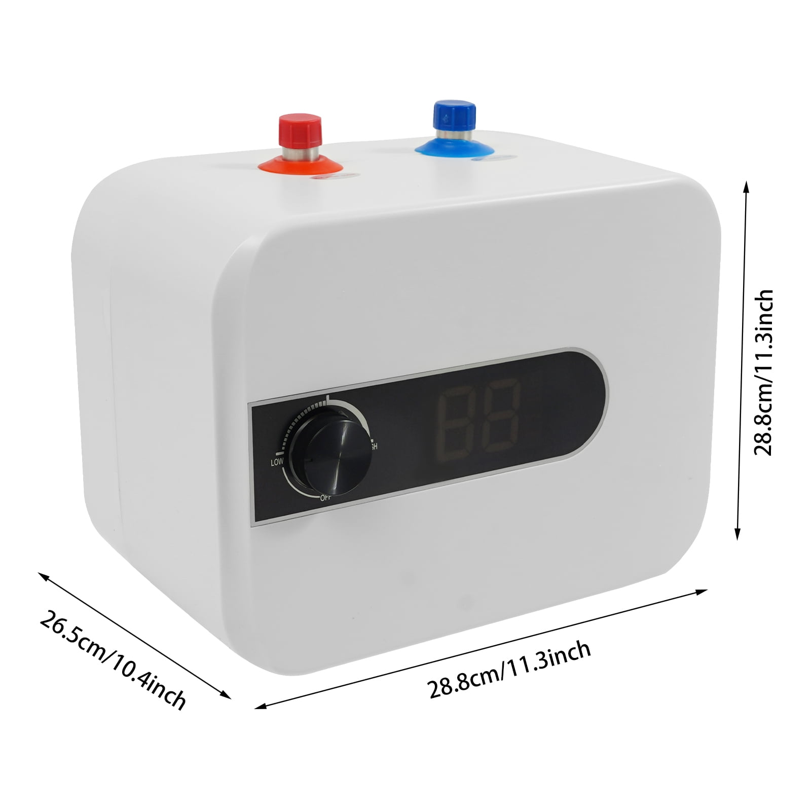 1500W 110V Electric Mini-Tank Water Heater - 1.6 Gallon Point of Use Instant Hot Water Heater with Hot & Cold Water Outlets - Compact & Efficient for Homes, Schools & Offices